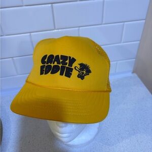 Vintage 1970s80s Crazy Eddie Snapback Cap/Hat 1 Size Foam Trucker KC Yellow